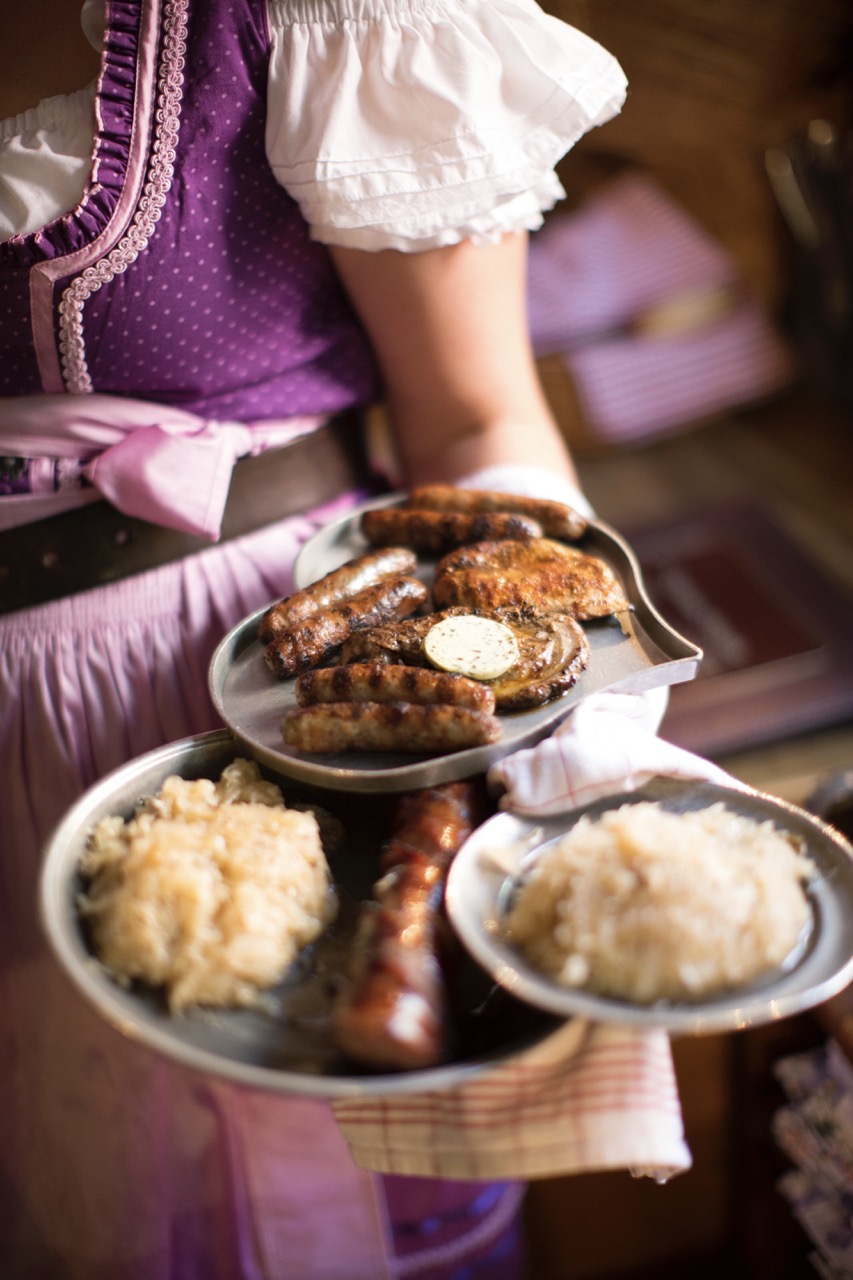 Traditional sausage plates, Nuremberg, Germany